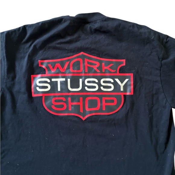 Stussy Work Shop Cotton T-Shirt Black Size XL - Picture 4 of 6